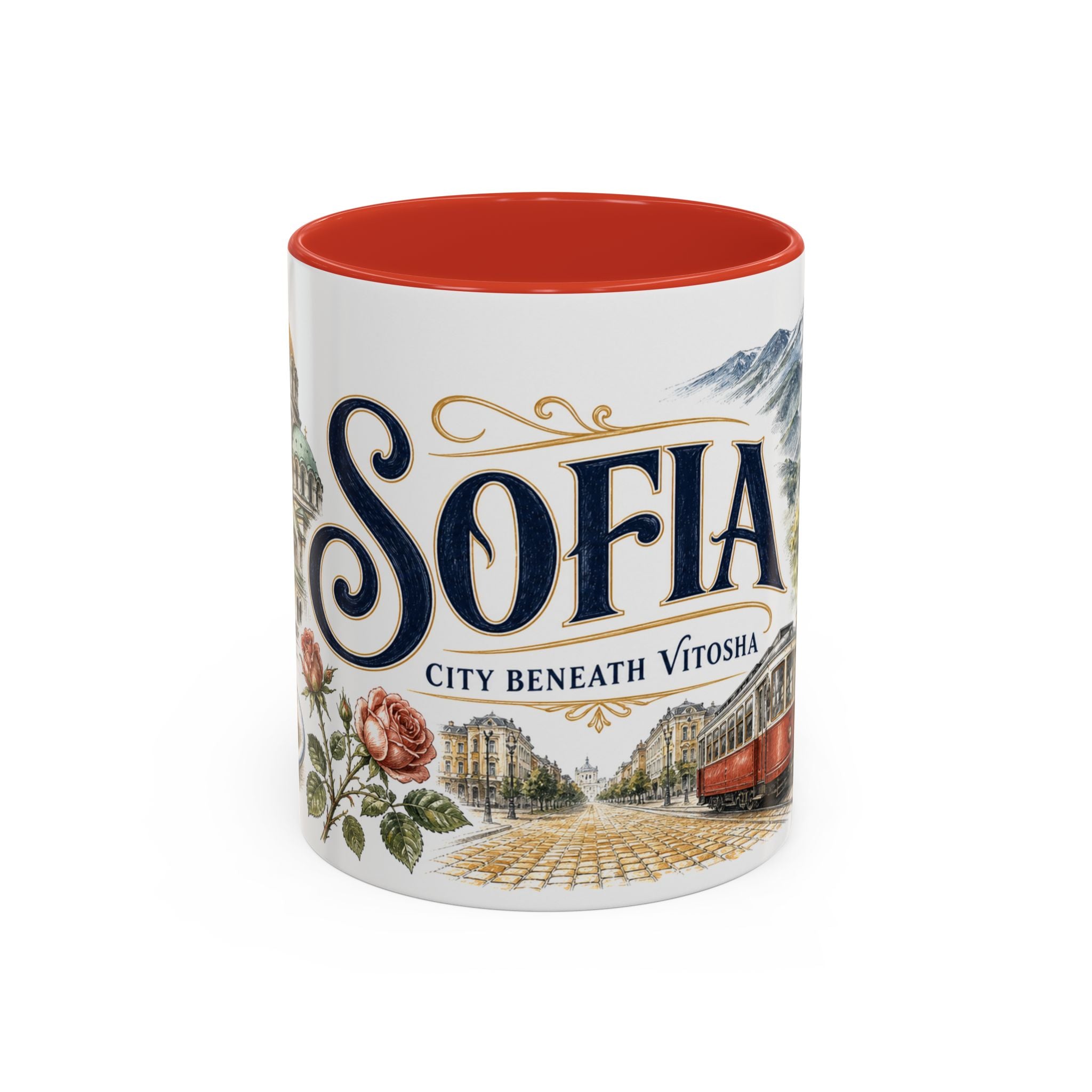 Sofia Coffee Mug | Bulgaria Travel Souvenir | Vintage Illustrated City Gift | 11 oz 15 oz Accent Mug