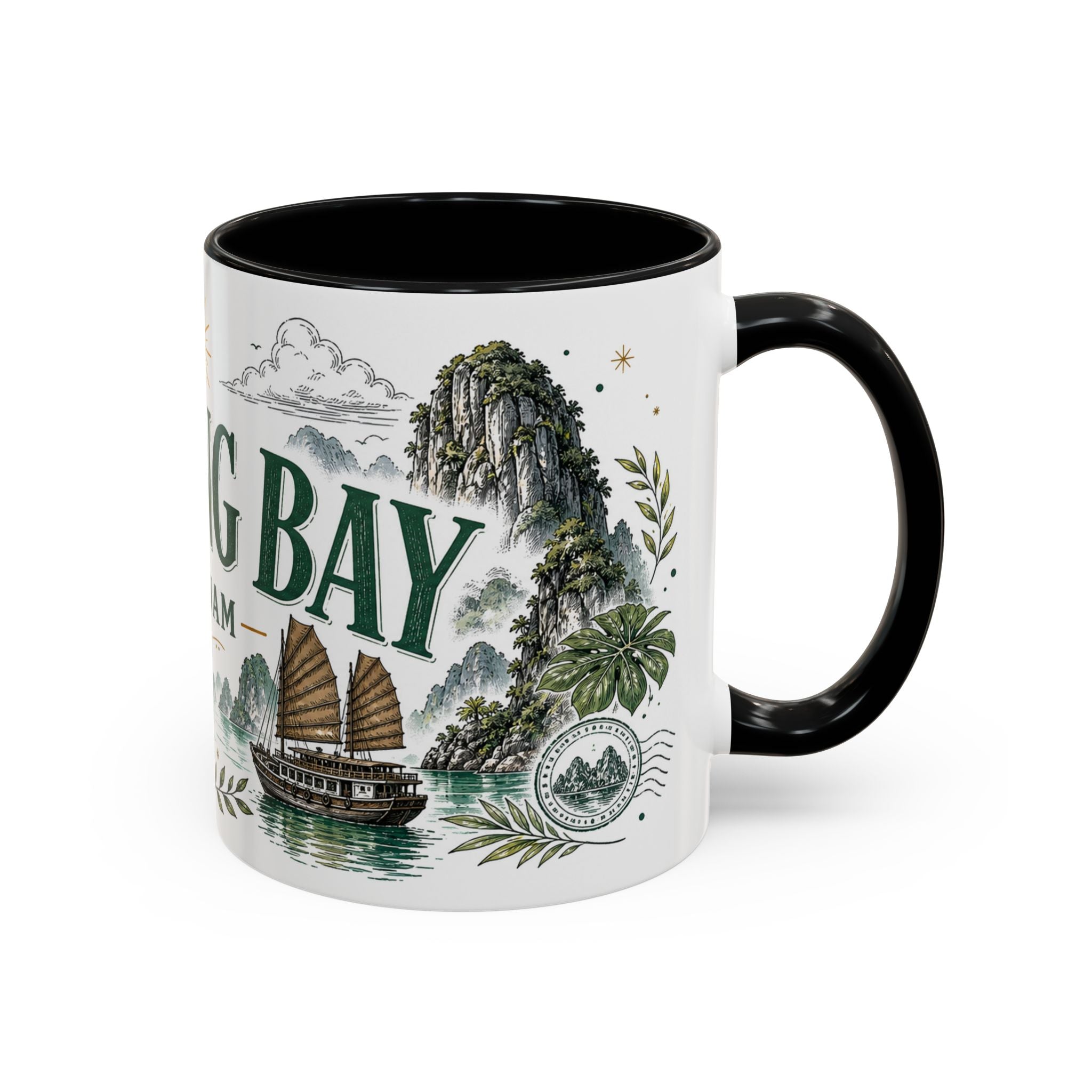 Ha Long Bay Coffee Mug | Travel Destination Souvenir Gift | Accent Color Ceramic 11oz 15oz