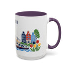 Amsterdam Coffee Mug | Netherlands Travel Souvenir | Porcelain Decal City Gift | 11oz 15oz Accent Mug