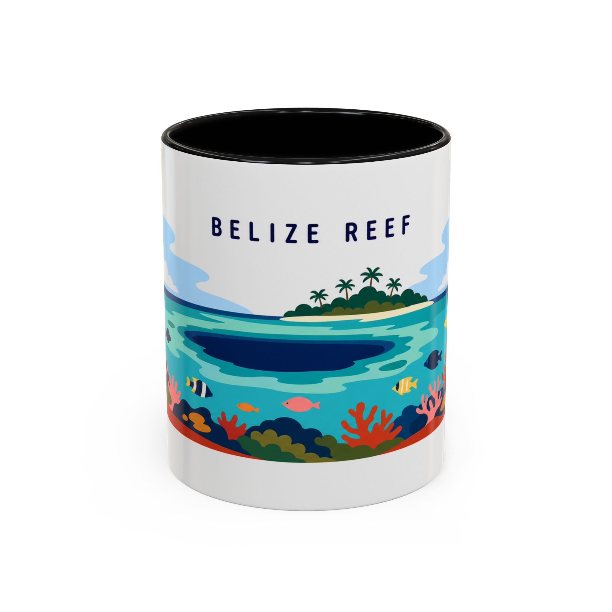Belize Reef Coffee Mug | Travel Destination Souvenir Gift | Accent Color Ceramic 11oz 15oz