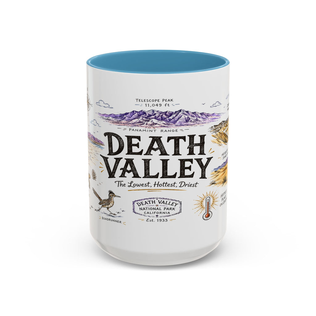 Death Valley National Park Coffee Mug | California Desert Hiking Camping Gift | Accent Color Ceramic 11oz 15oz