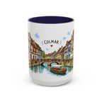 Colmar Illustrated Travel Mug | France Souvenir Accent Coffee Mug | 11oz 15oz Ceramic Cup