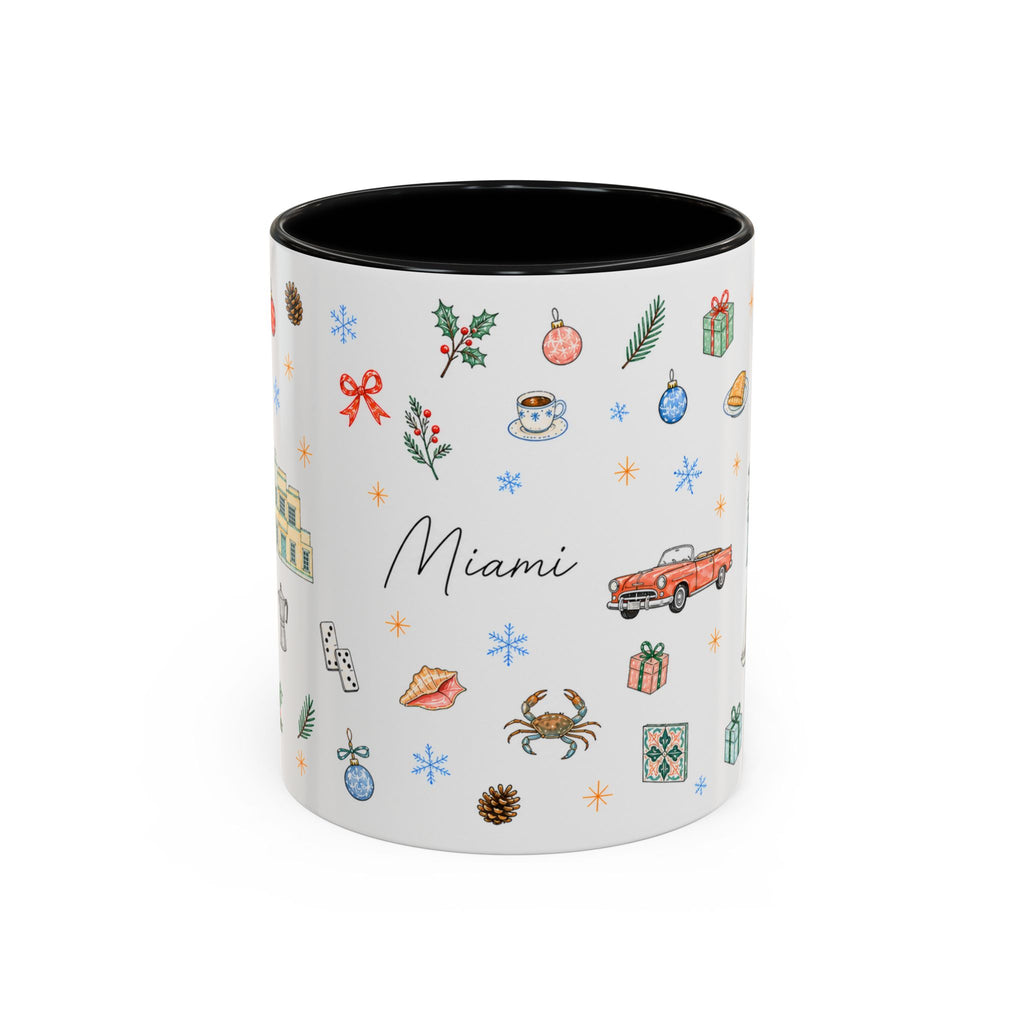 Miami Christmas Mug | Watercolor Art Deco City Souvenir (11oz/15oz)