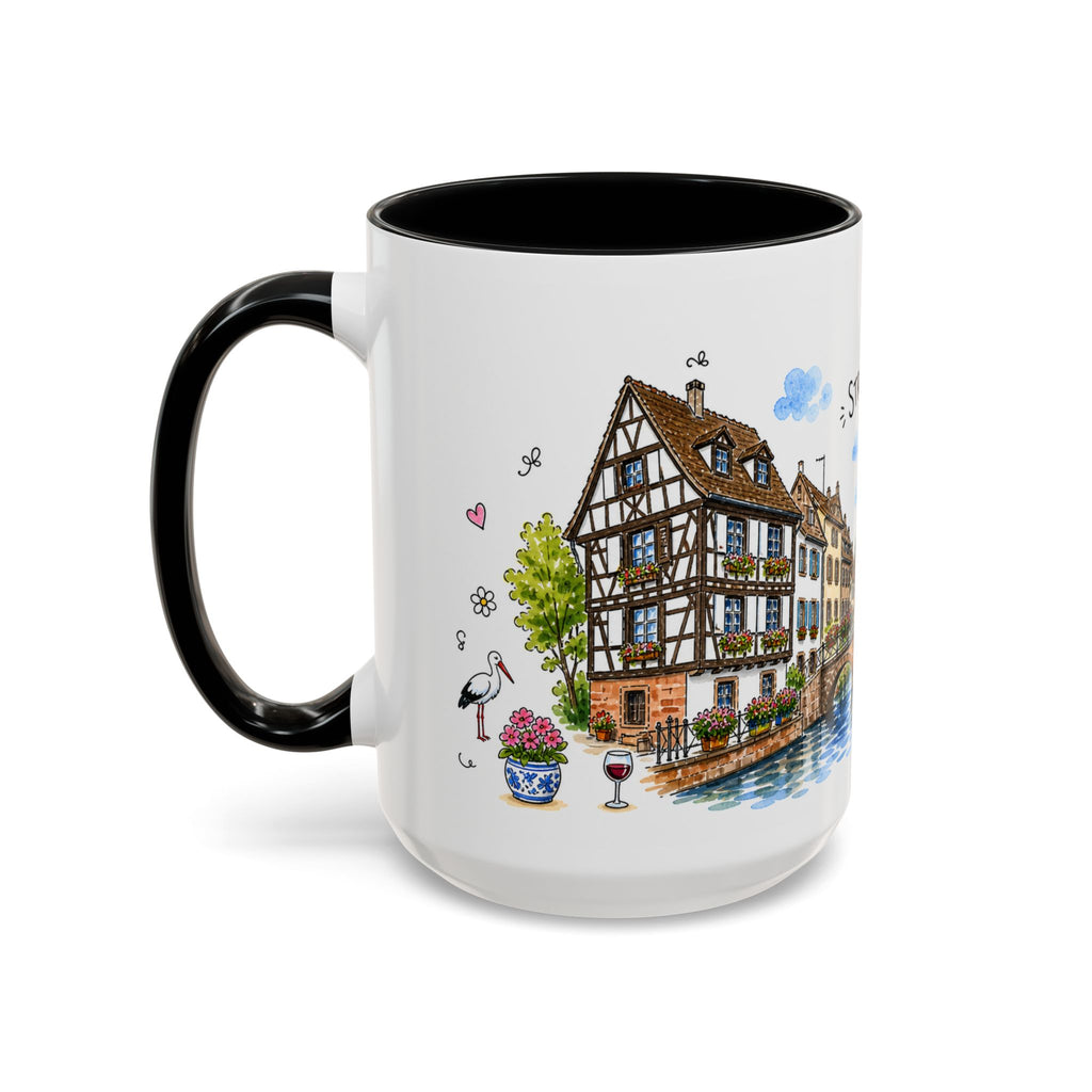 Strasbourg Illustrated Travel Mug | France Souvenir Accent Coffee Mug | 11oz 15oz Ceramic Cup