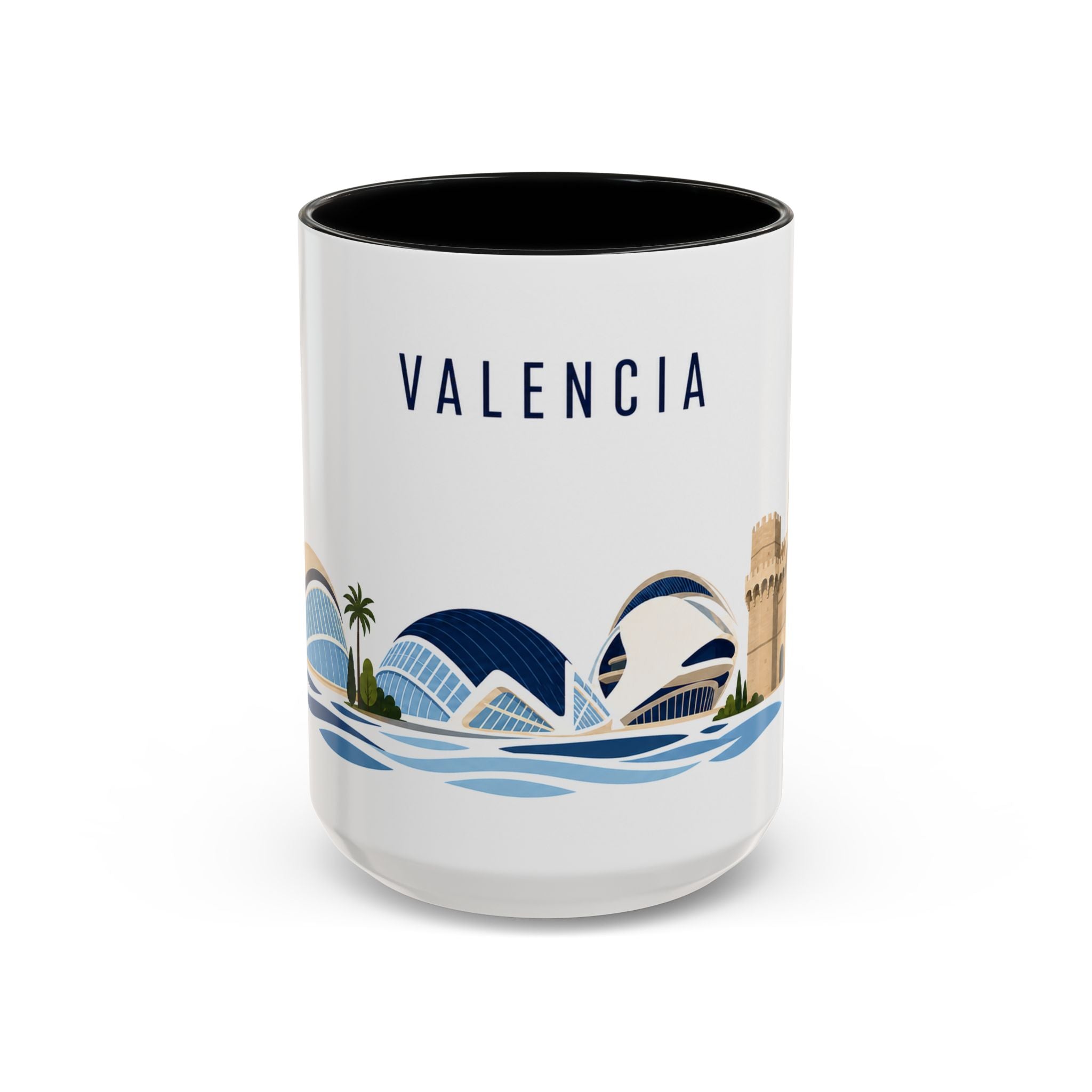 Valencia Coffee Mug | Spain Travel Souvenir | Porcelain Decal City Gift | 11oz 15oz Accent Mug