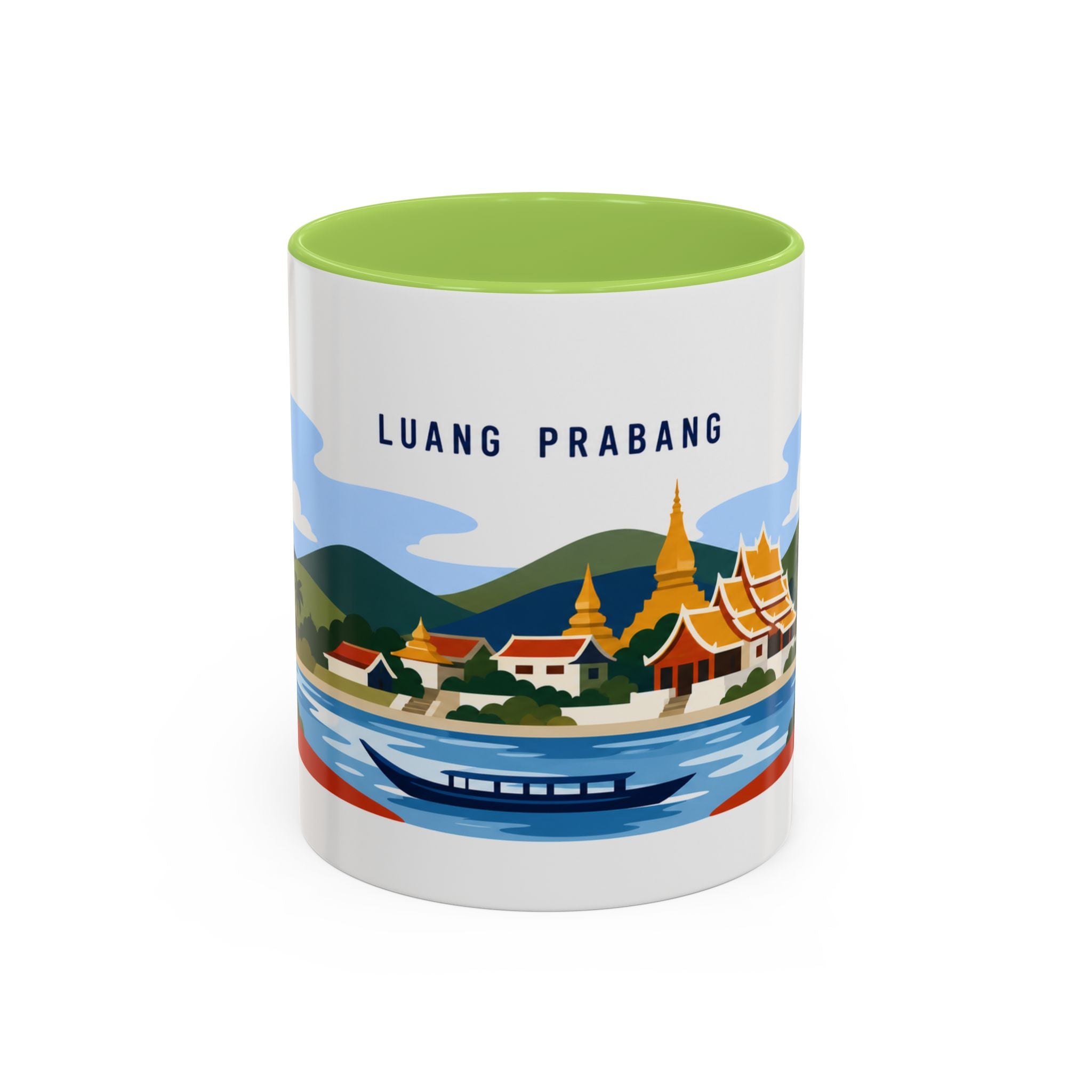Luang Prabang Coffee Mug | Travel Destination Souvenir Gift | Accent Color Ceramic 11oz 15oz