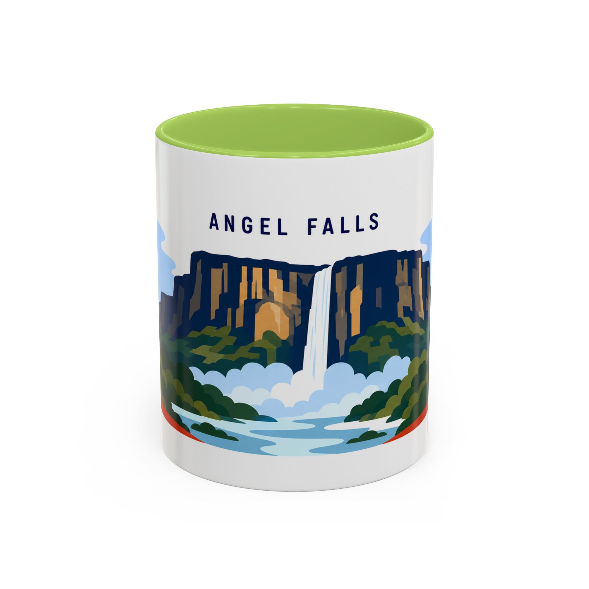 Angel Falls Coffee Mug | Travel Destination Souvenir Gift | Accent Color Ceramic 11oz 15oz