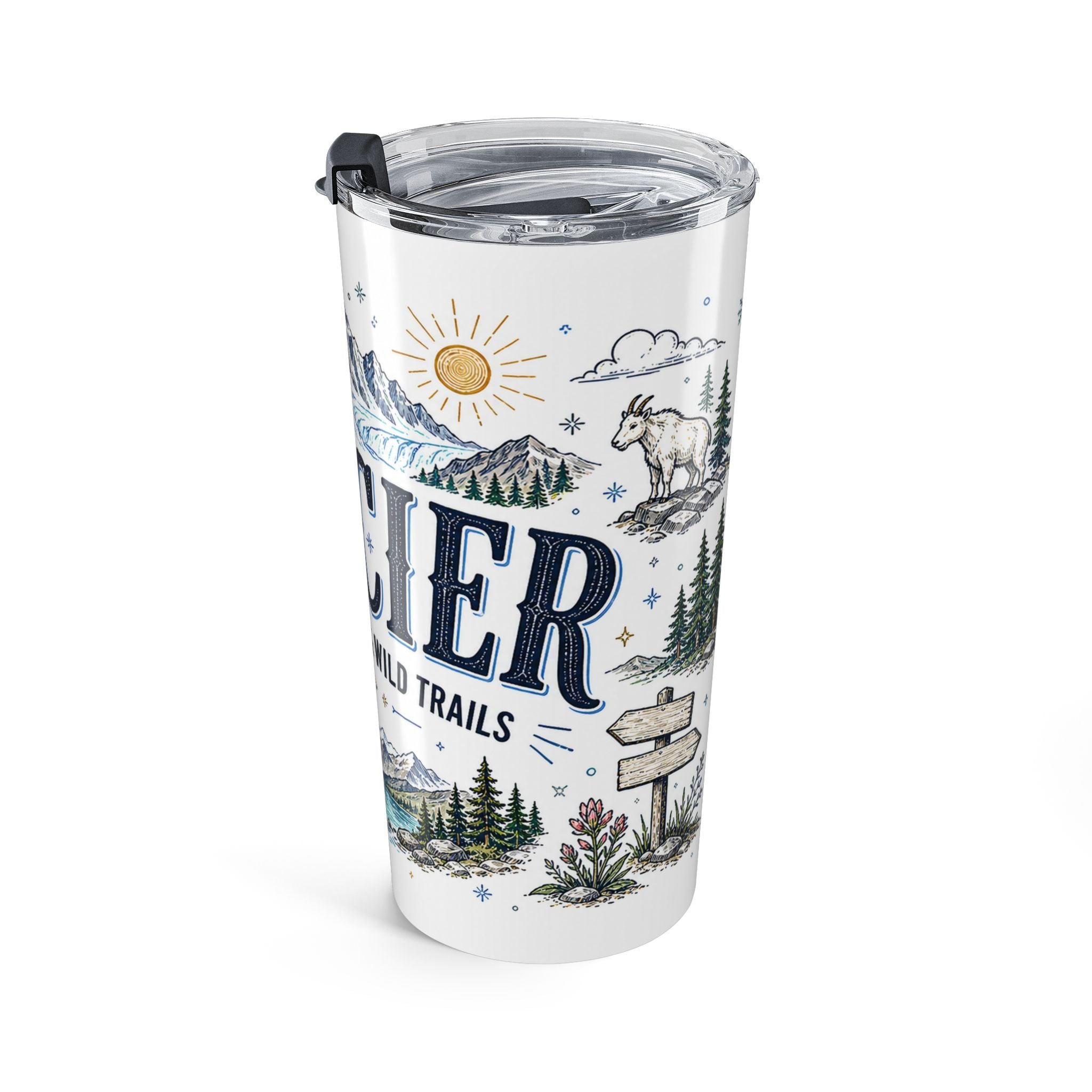 Glacier National Park 20oz Tumbler | Montana Hiking Gift | Insulated Stainless Steel Travel Cup
