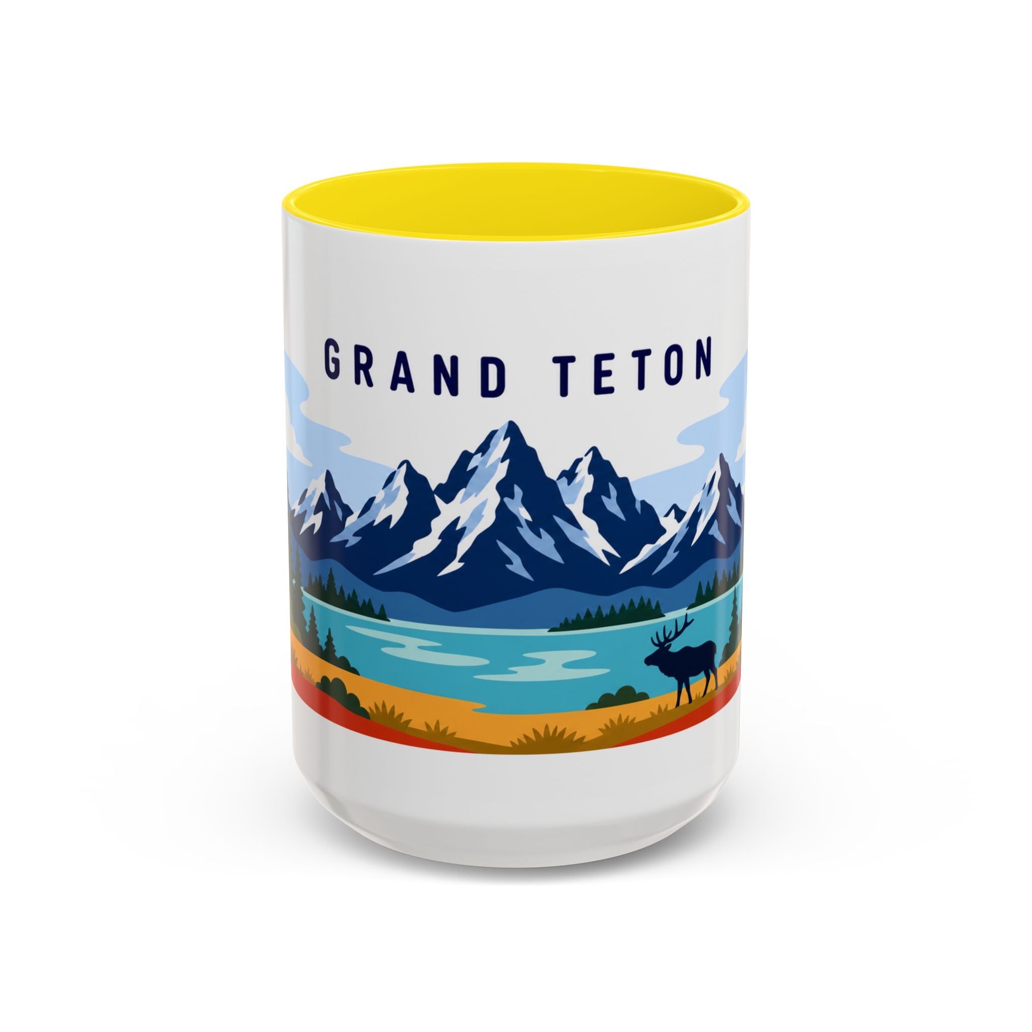 Grand Teton Coffee Mug | Travel Destination Souvenir Gift | Accent Color Ceramic 11oz 15oz