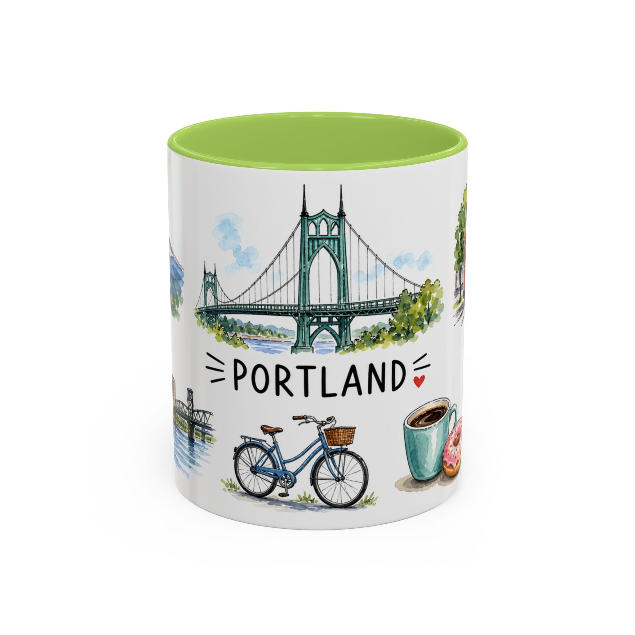 Portland Illustrated Travel Mug | City Souvenir Accent Coffee Mug | 11oz 15oz Ceramic Cup