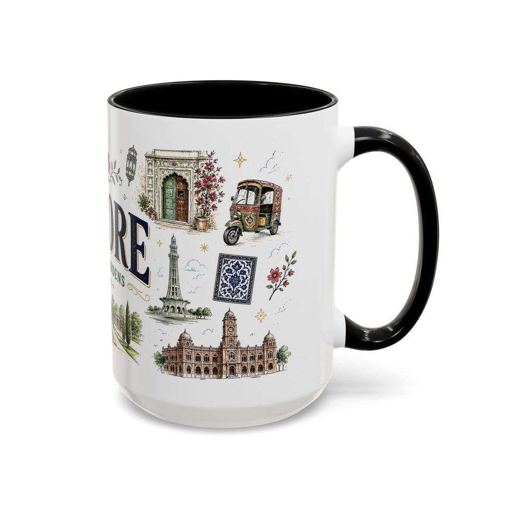 Lahore Coffee Mug | Pakistan Souvenir Travel Gift | Accent Color Ceramic 11oz 15oz