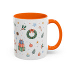 Christmas Mug | Watercolor Tree Gifts Wreath Holiday Cup | Accent Coffee Mug 11oz 15oz