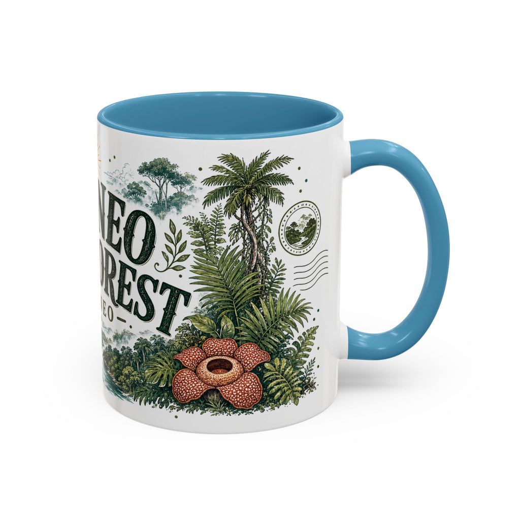 Borneo Rainforest Coffee Mug | Travel Destination Souvenir Gift | Accent Color Ceramic 11oz 15oz