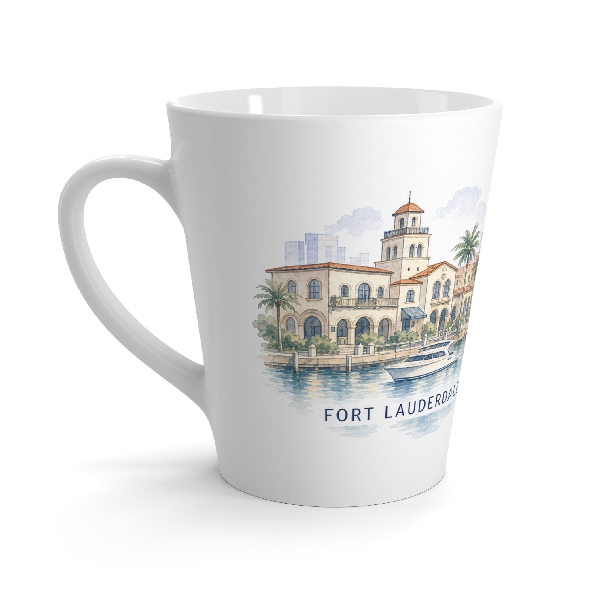 Fort Lauderdale Latte Mug | Watercolor City Travel Mug | 12 oz Ceramic Souvenir Gift