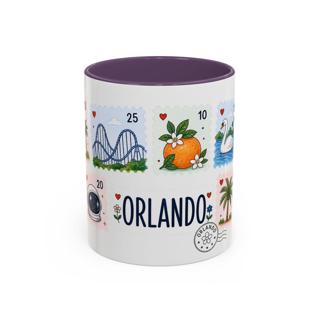 Orlando Coffee Mug | Postage Stamp Collage Mug | Travel Souvenir Accent Cup 11oz 15oz