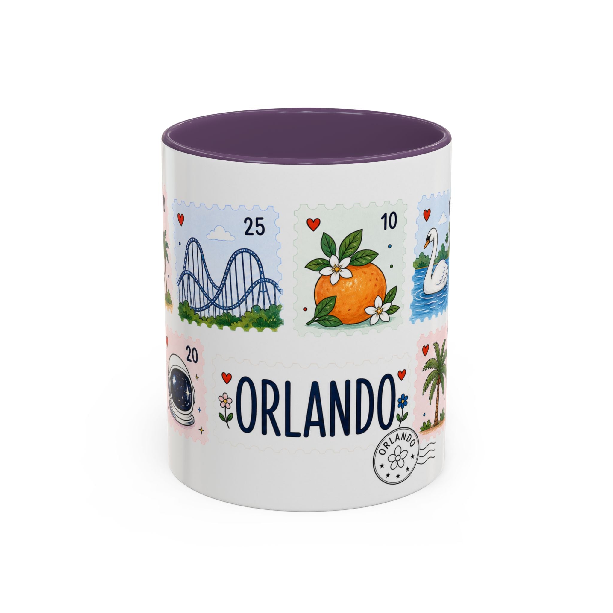 Orlando Coffee Mug | Postage Stamp Collage Mug | Travel Souvenir Accent Cup 11oz 15oz