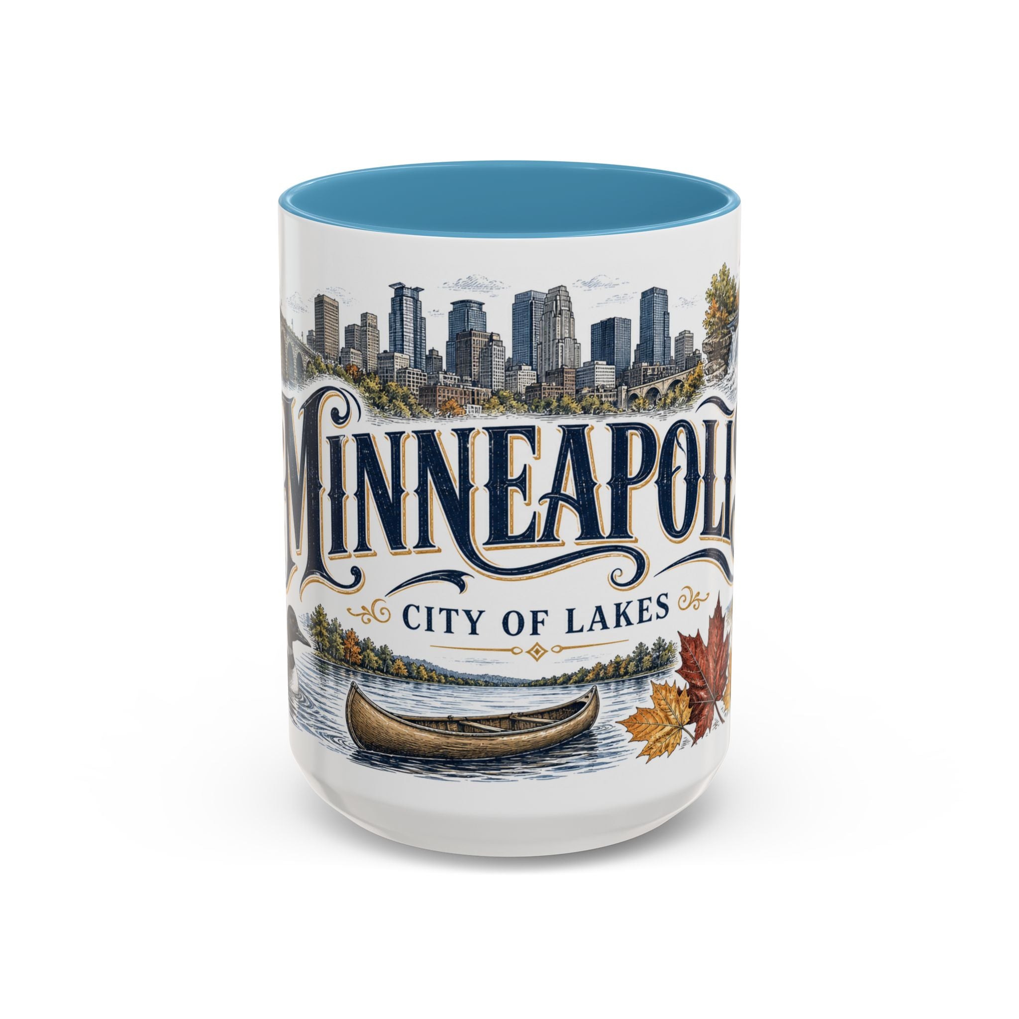 Minneapolis Coffee Mug | United States Travel Souvenir | Vintage Illustrated City Gift | 11 oz 15 oz Accent Mug