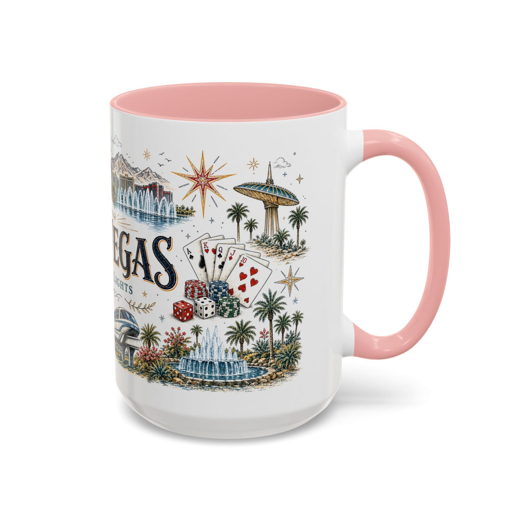 Las Vegas Coffee Mug | United States Travel Souvenir | Vintage Illustrated City Gift | 11 oz 15 oz Accent Mug