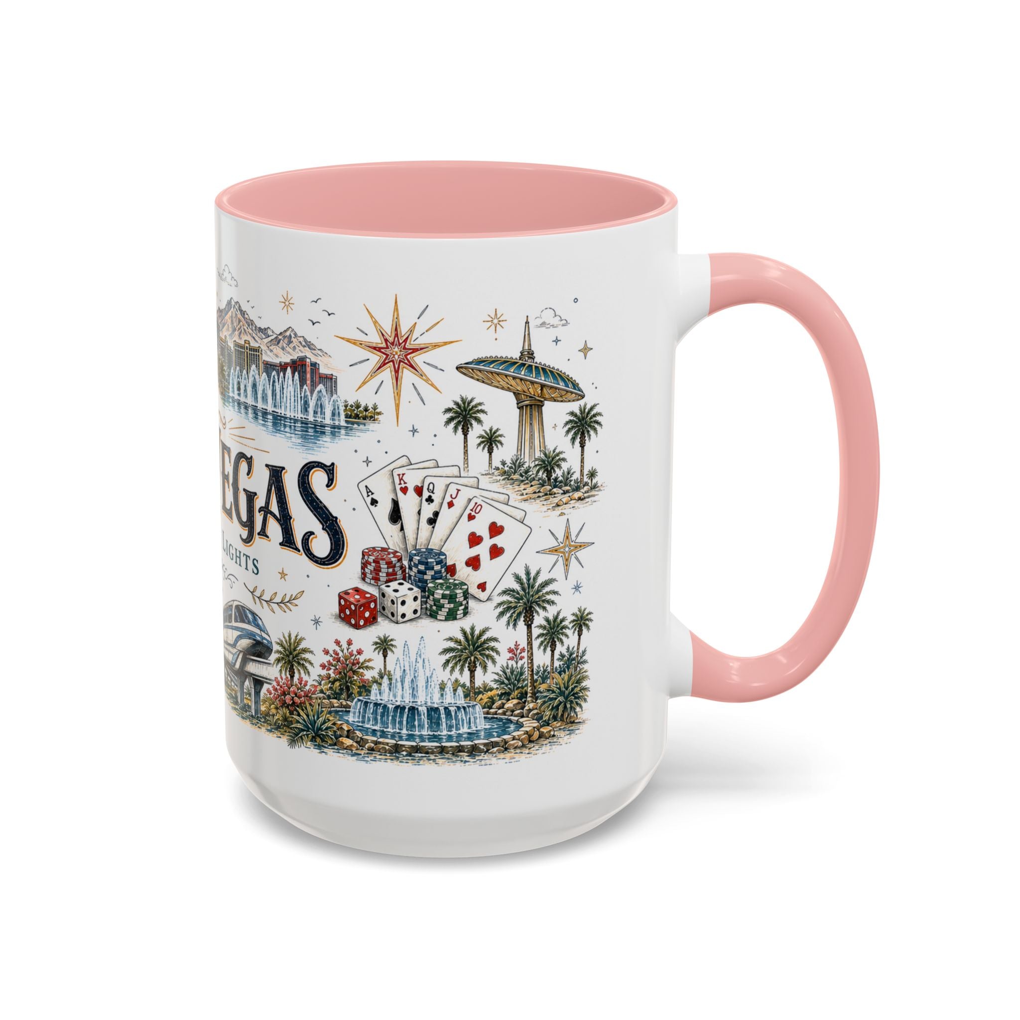 Las Vegas Coffee Mug | United States Travel Souvenir | Vintage Illustrated City Gift | 11 oz 15 oz Accent Mug