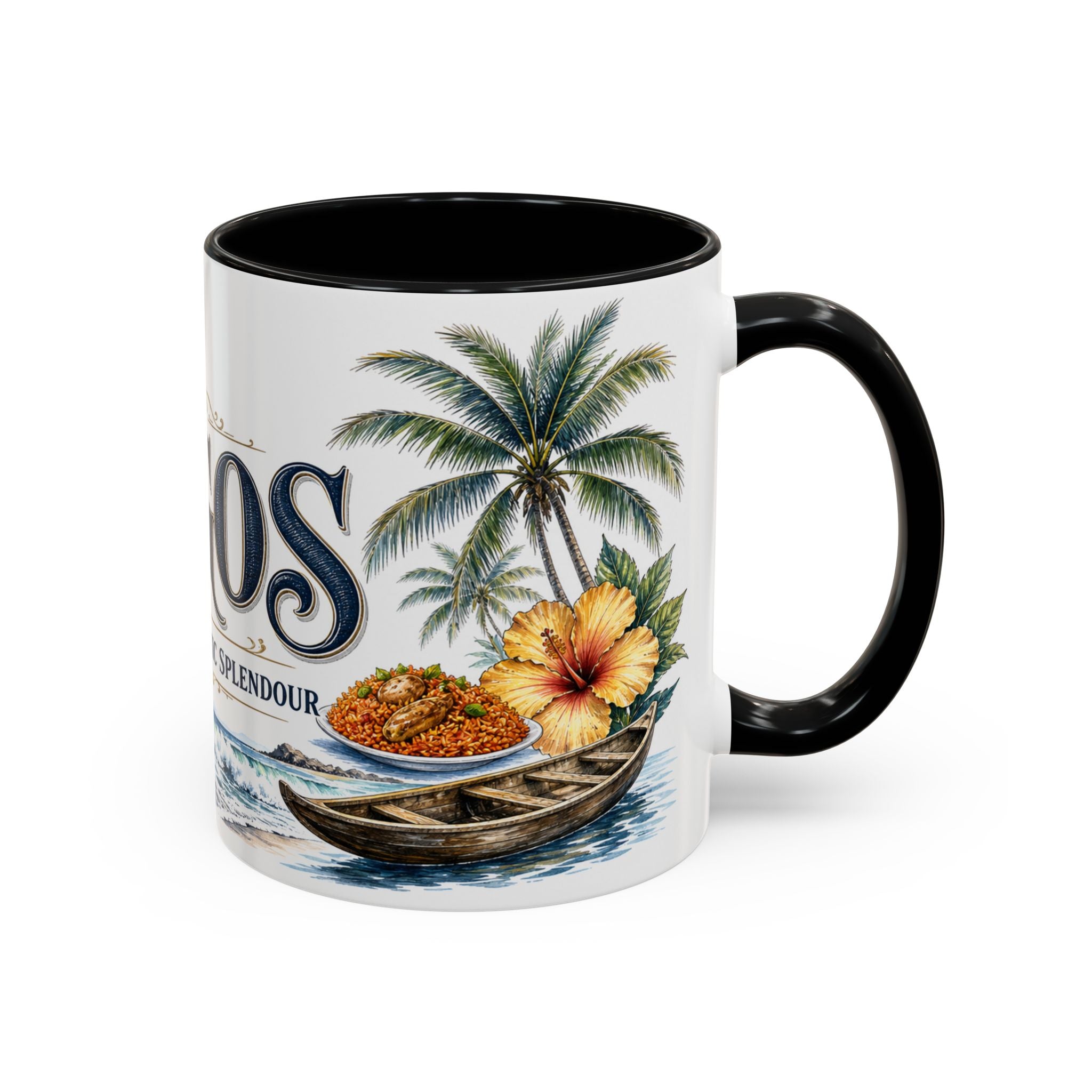 Lagos Coffee Mug | Nigeria Travel Souvenir | Vintage Illustrated City Gift | 11 oz 15 oz Accent Mug