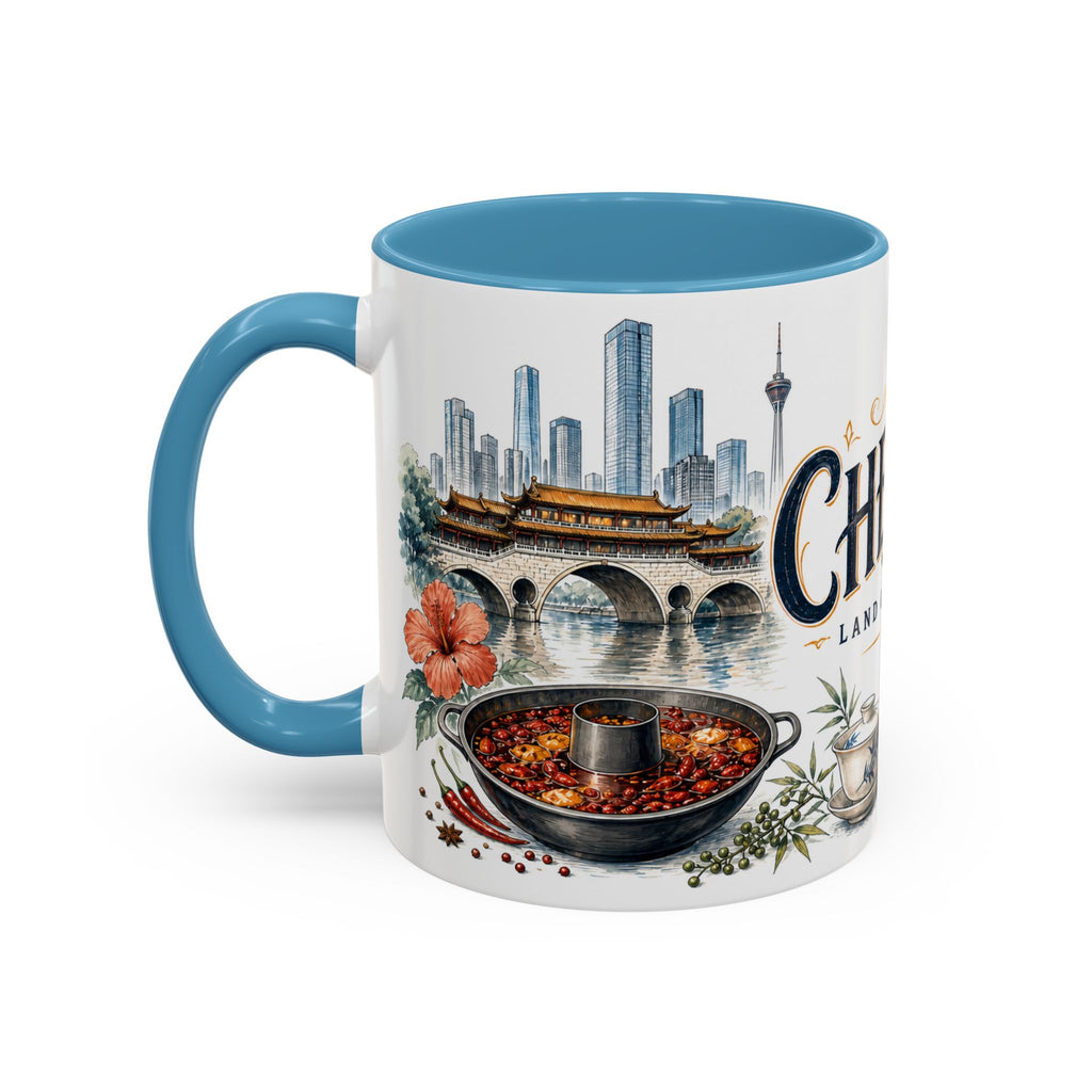 Chengdu Coffee Mug | China Travel Souvenir | Vintage Illustrated City Gift | 11 oz 15 oz Accent Mug