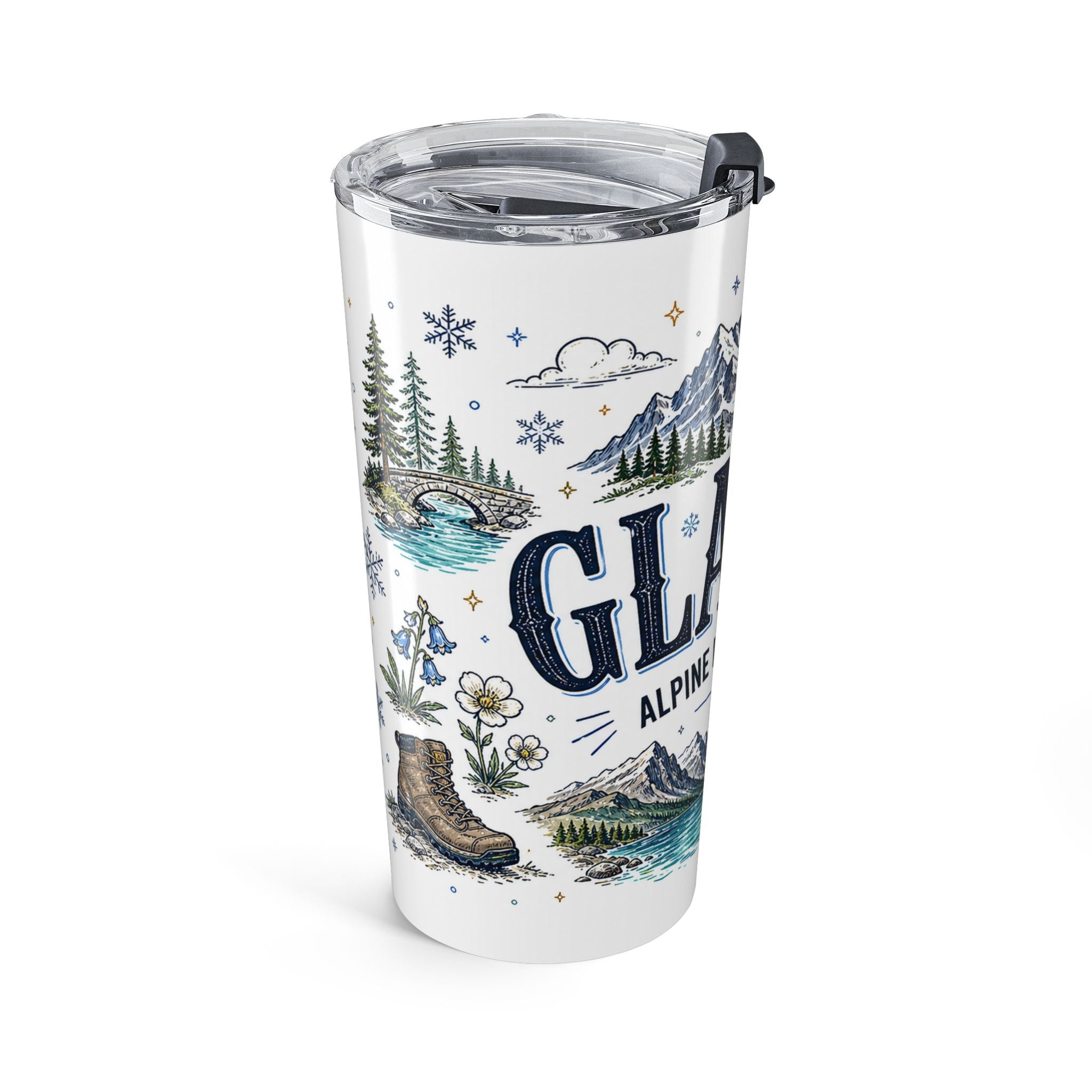 Glacier National Park 20oz Tumbler | Montana Hiking Gift | Insulated Stainless Steel Travel Cup