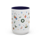 Christmas Ornament Mug | Snowflake Watercolor Holiday Gift | Accent Cup 11oz 15oz