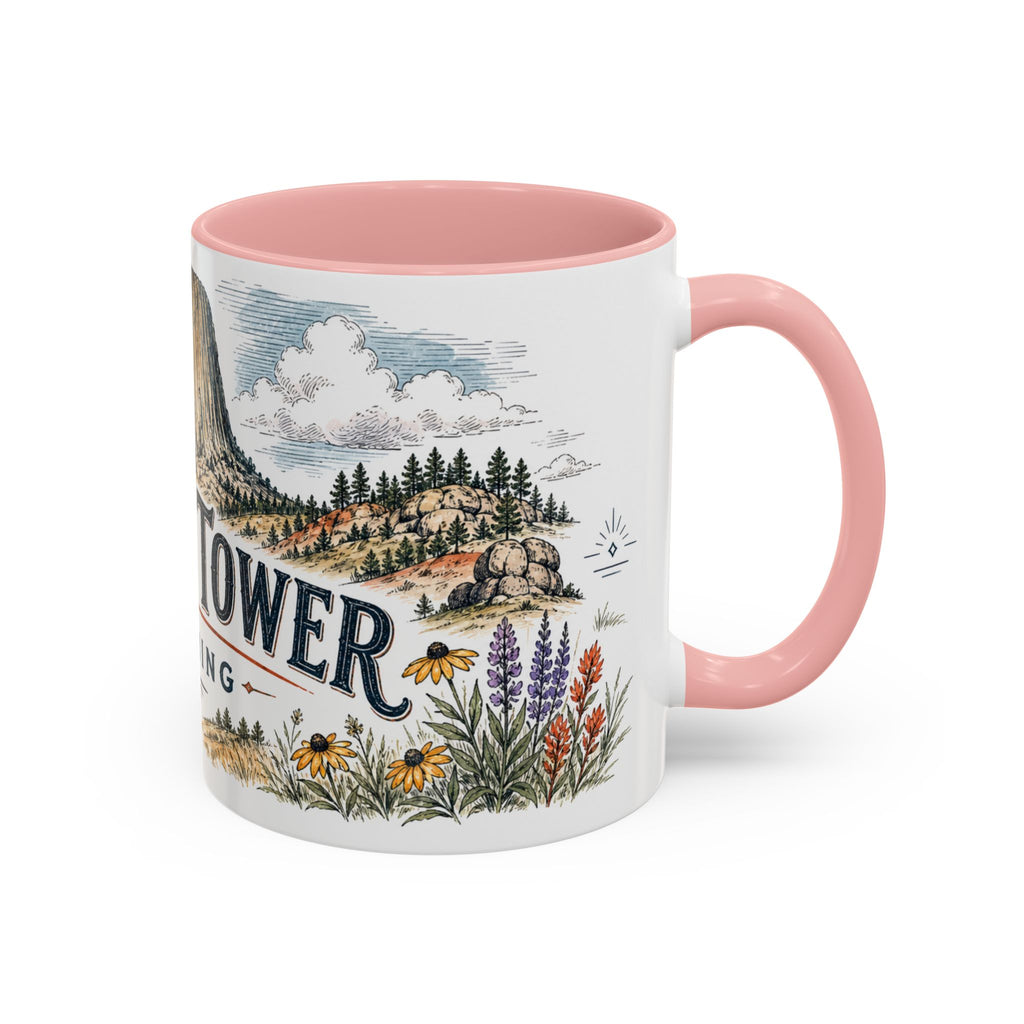 Devils Tower Mug, Wyoming Travel Souvenir, Bucket List Gift, Accent Ceramic Coffee Mug 11oz 15oz