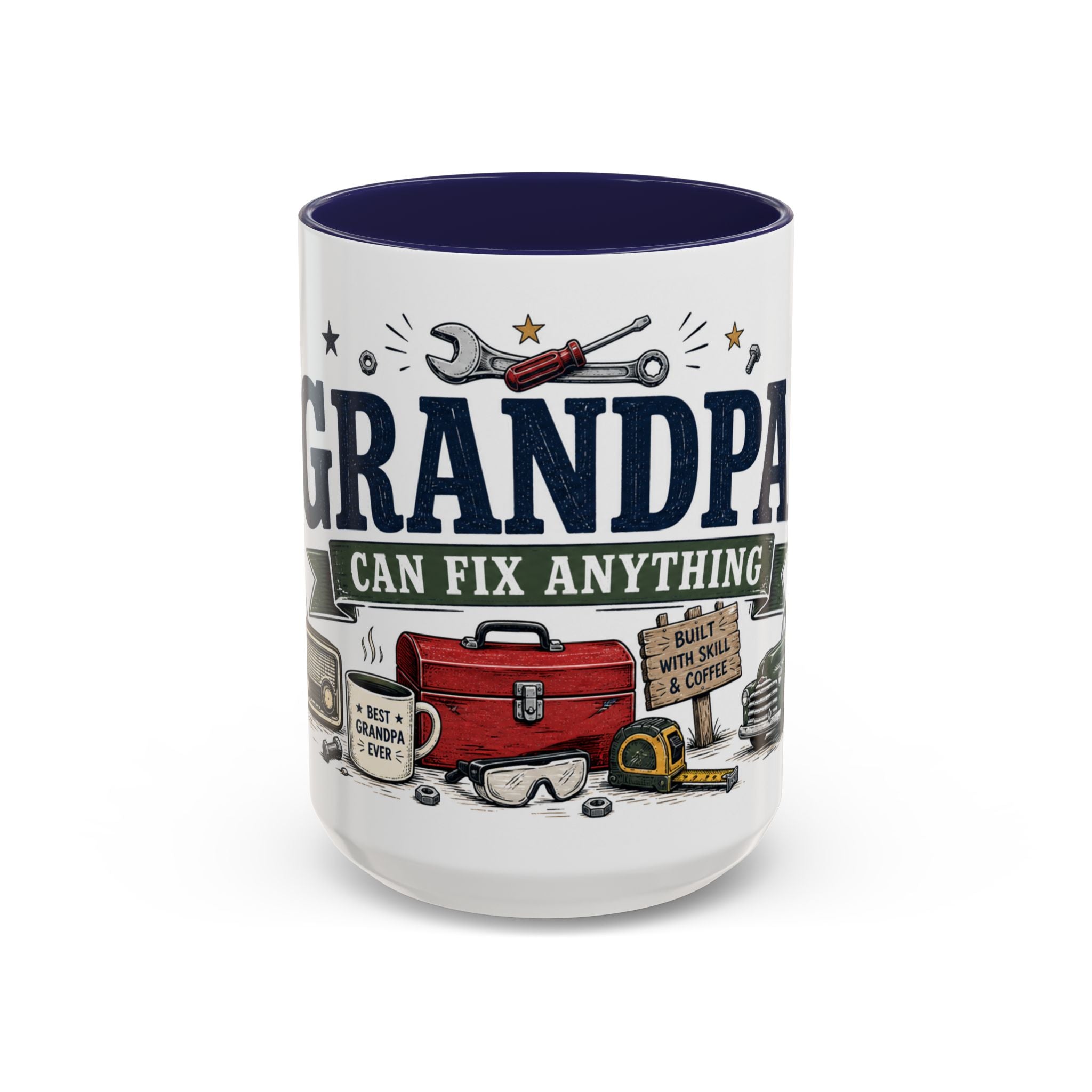 Grandpa Can Fix Anything Coffee Mug | Funny Gift From Grandkids | Accent Ceramic 11oz 15oz