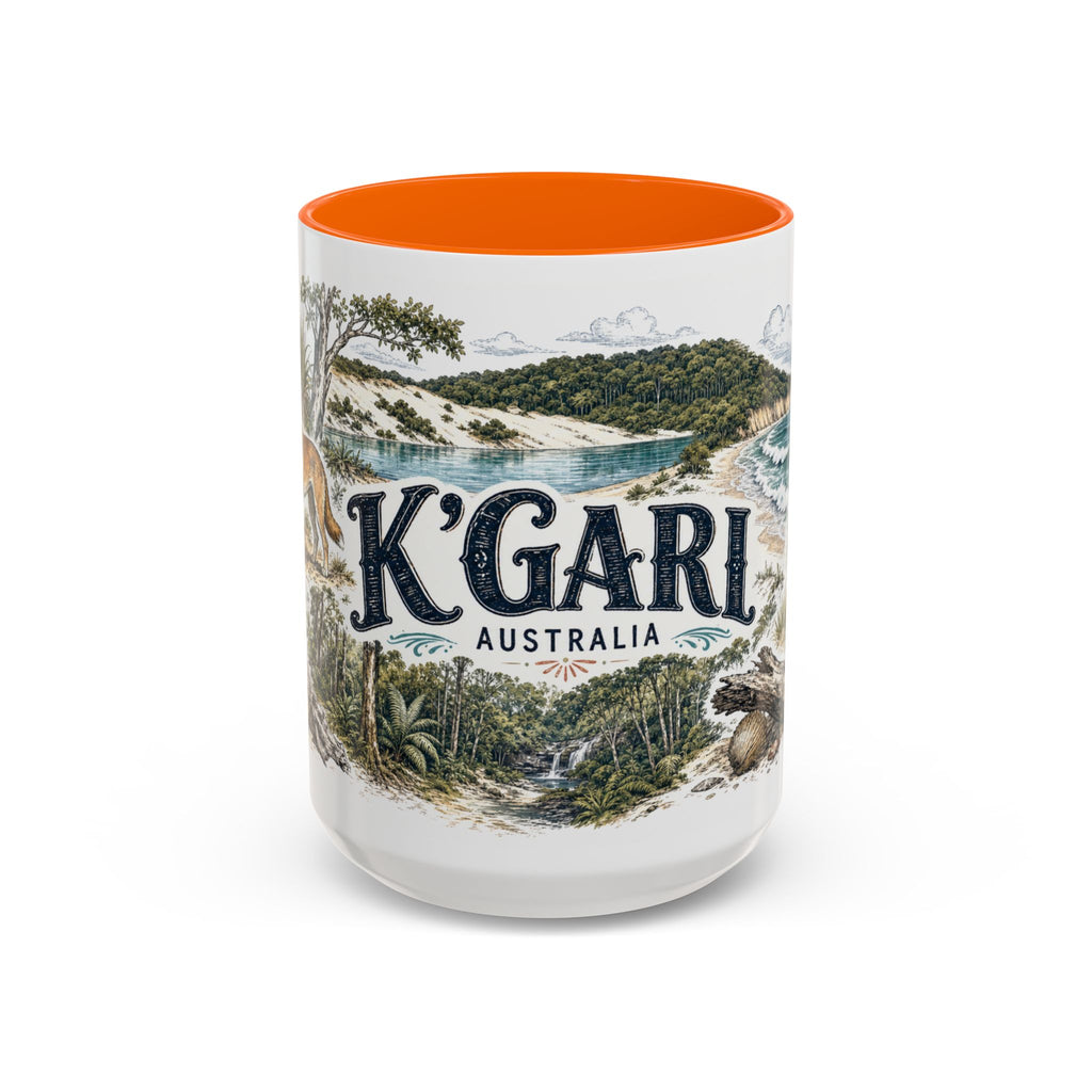 K'gari Mug, Australia Travel Souvenir, Bucket List Gift, Accent Ceramic Coffee Mug 11oz 15oz