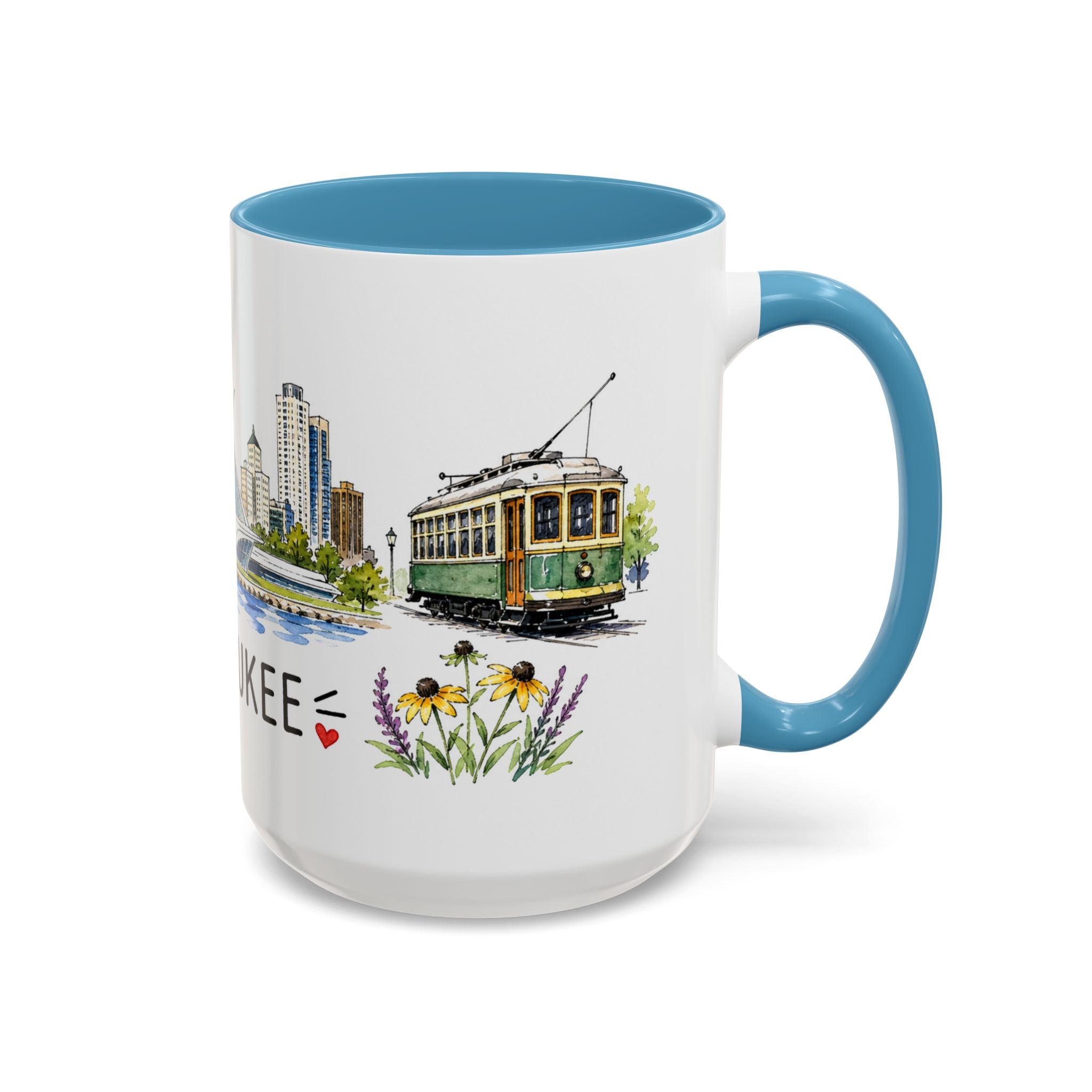 Milwaukee Illustrated Travel Mug | City Souvenir Accent Coffee Mug | 11oz 15oz Ceramic Cup
