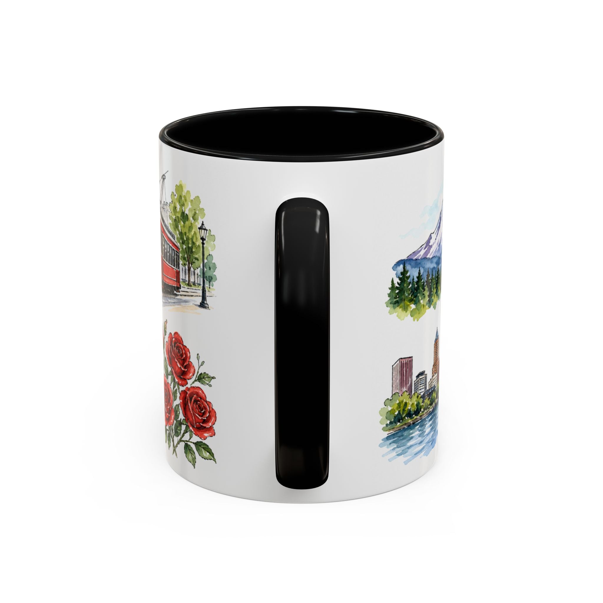 Portland Illustrated Travel Mug | City Souvenir Accent Coffee Mug | 11oz 15oz Ceramic Cup