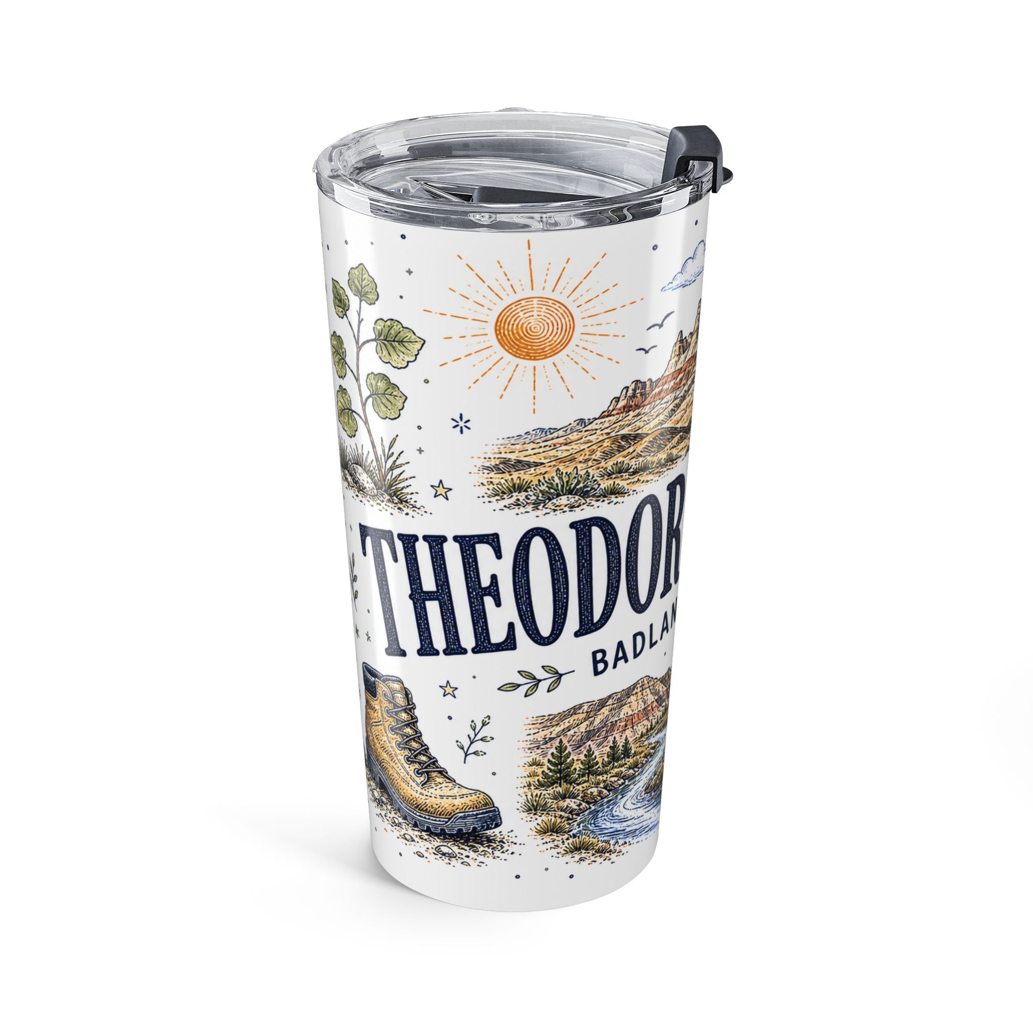 Theodore Roosevelt National Park 20oz Tumbler | North Dakota Badlands Bison Gift | Insulated Stainless Steel Travel Cup