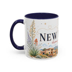 New Mexico State Map Mug | Desert Scenery, Yucca Flower Accent Coffee Cup