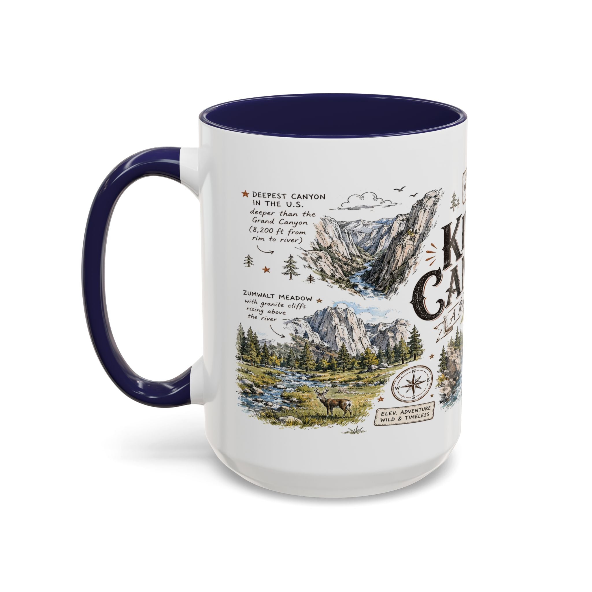 Kings Canyon National Park Coffee Mug | California Sierra Nevada Sequoia Gift | Accent Color Ceramic 11oz 15oz