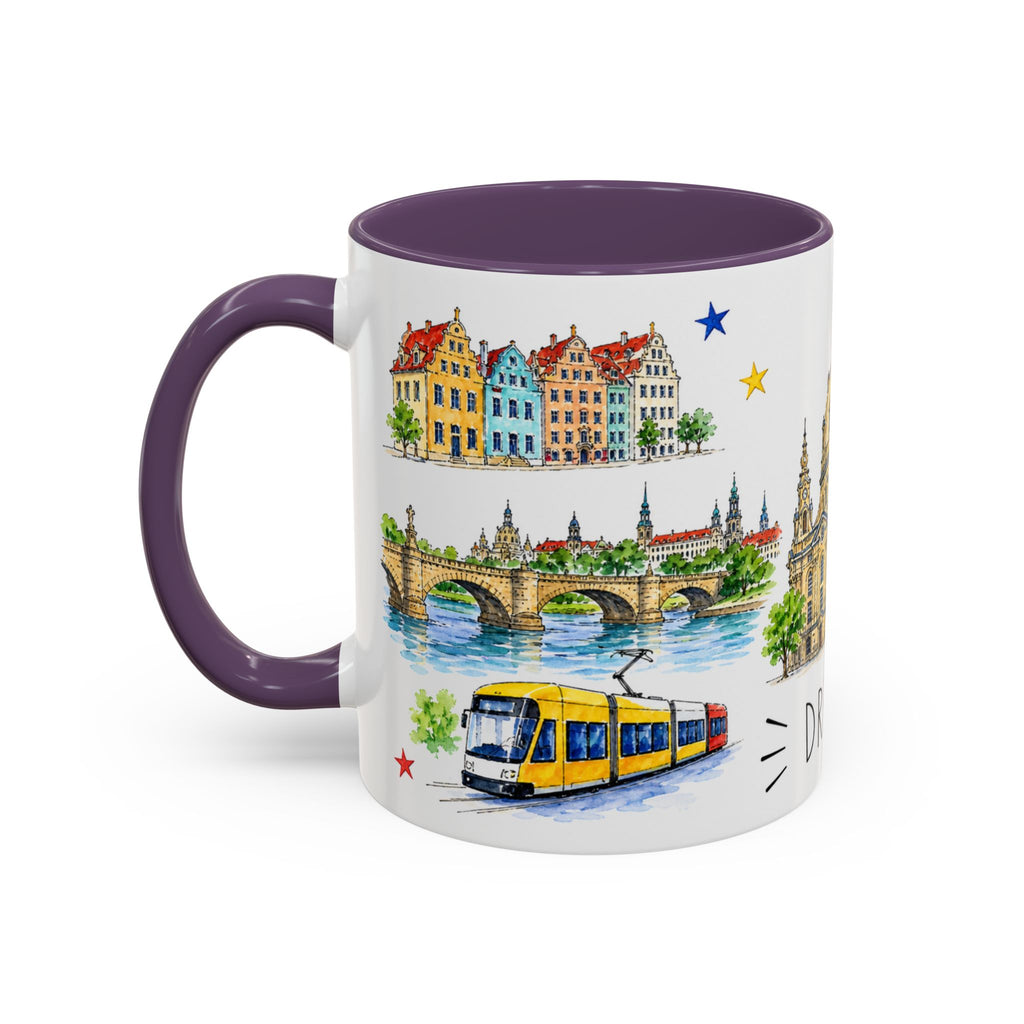 Dresden Illustrated Travel Mug | City Souvenir Accent Coffee Mug | 11oz 15oz Ceramic Cup