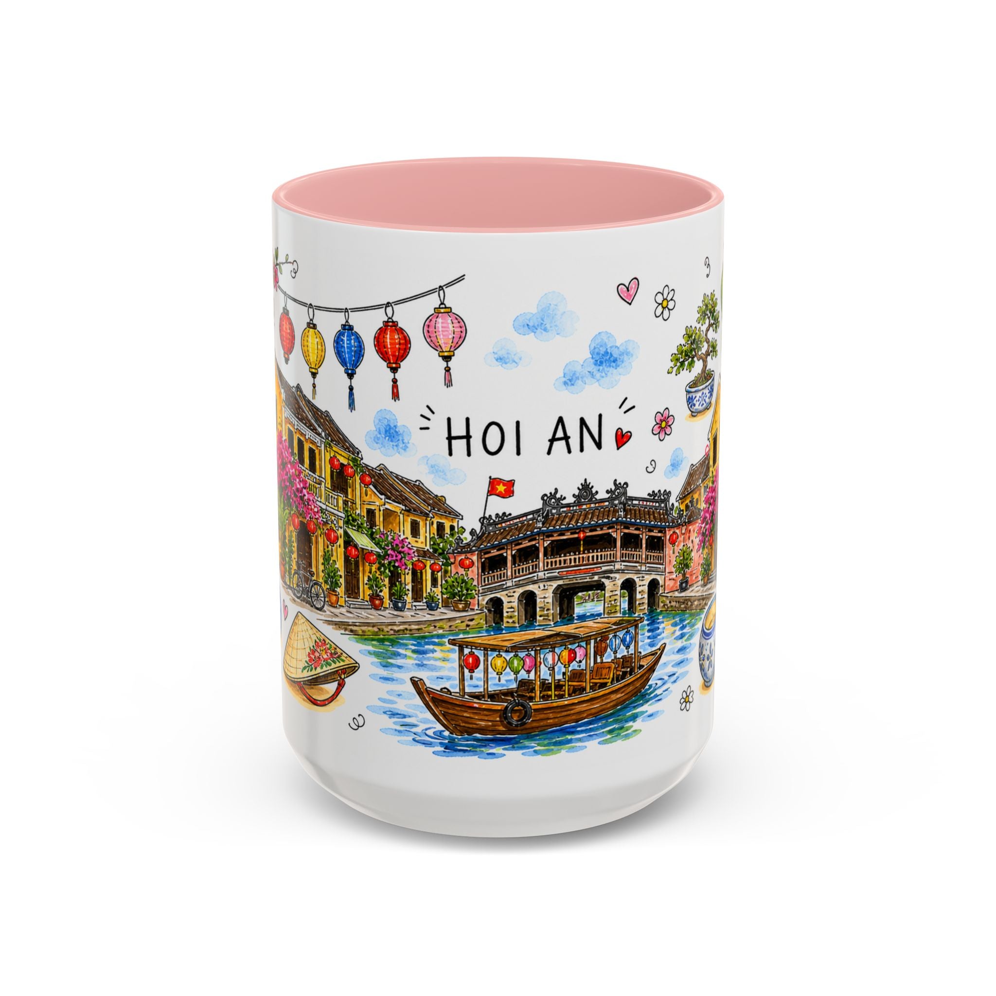 Hoi An Illustrated Travel Mug | City Souvenir Accent Coffee Mug | 11oz 15oz Ceramic Cup