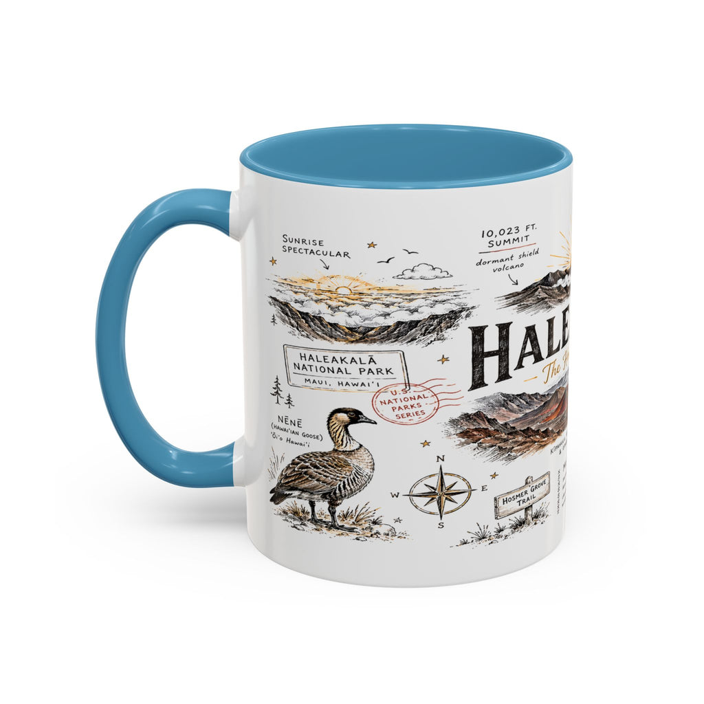 Haleakala National Park Coffee Mug | Hawaii Maui Sunrise Crater Gift | Accent Color Ceramic 11oz 15oz