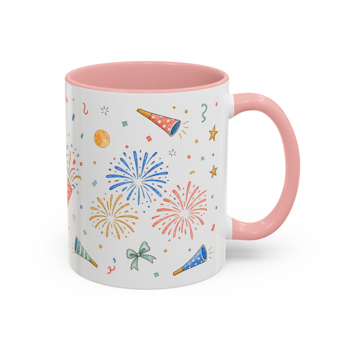 New Year Confetti Mug | Party Popper Watercolor Celebration Gift | Accent Cup 11oz 15oz