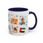 Dubai Coffee Mug | Postage Stamp Collage Mug | Travel Souvenir Accent Cup 11oz 15oz