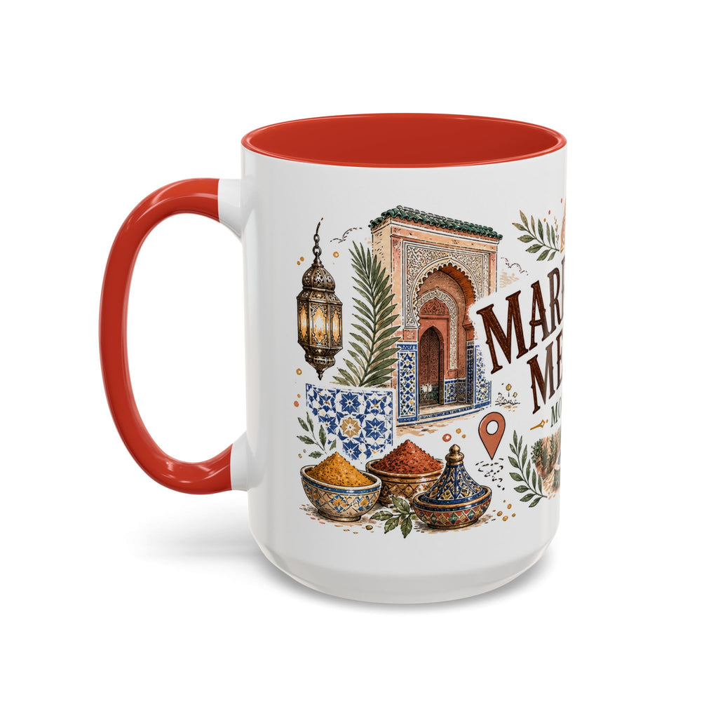 Marrakech Medina Coffee Mug | Travel Destination Souvenir Gift | Accent Color Ceramic 11oz 15oz