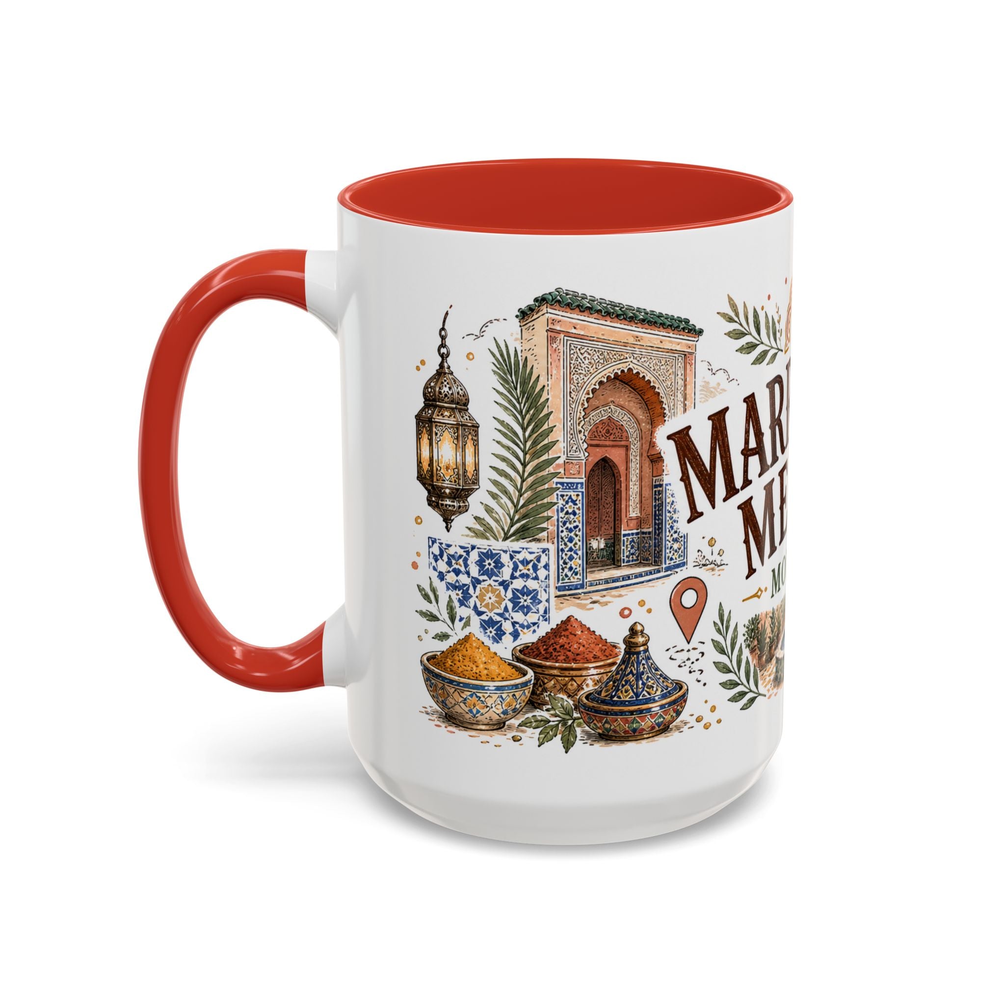 Marrakech Medina Coffee Mug | Travel Destination Souvenir Gift | Accent Color Ceramic 11oz 15oz