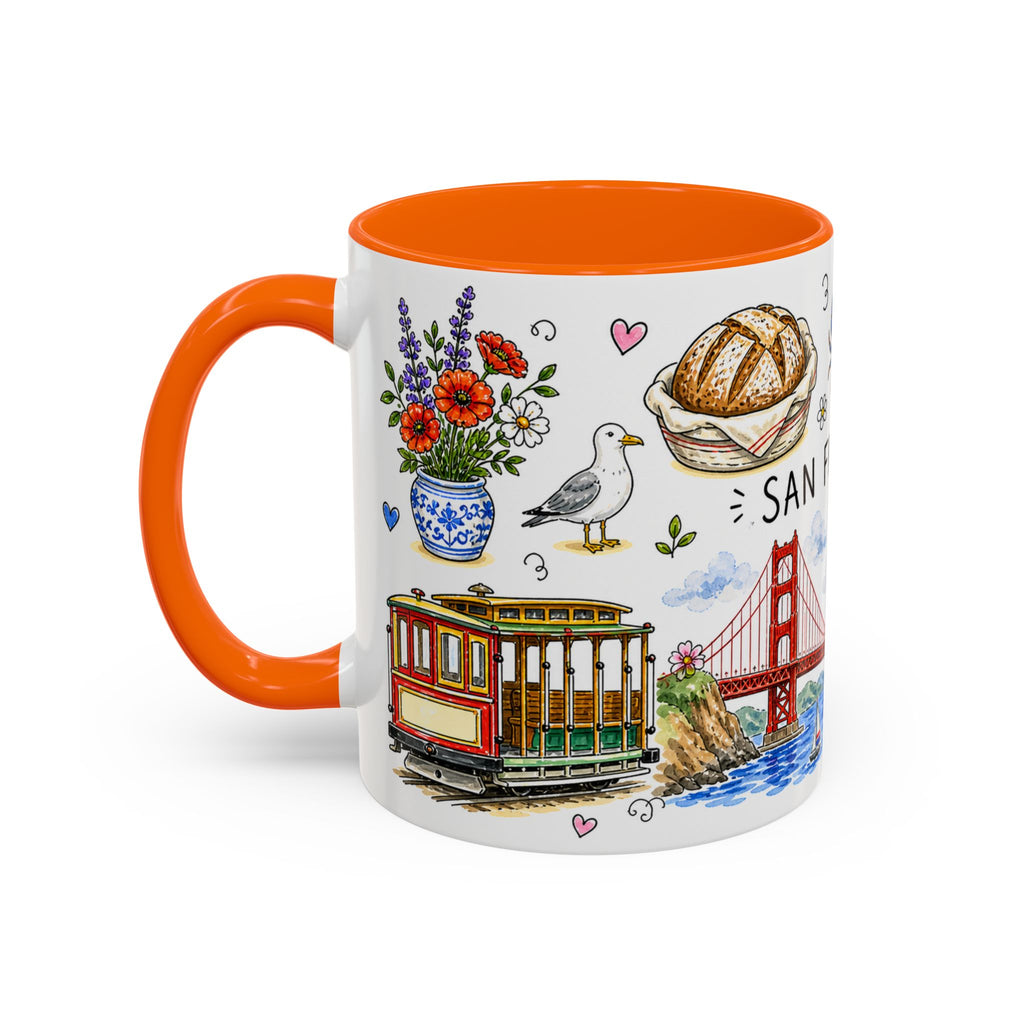 San Francisco Illustrated Travel Mug | City Souvenir Accent Coffee Mug | 11oz 15oz Ceramic Cup