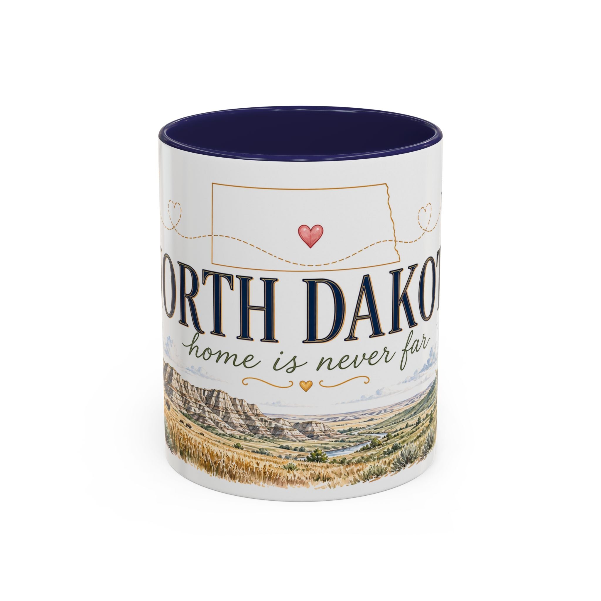 North Dakota State Map Mug | Prairie Rose Botanical Accent Coffee Cup