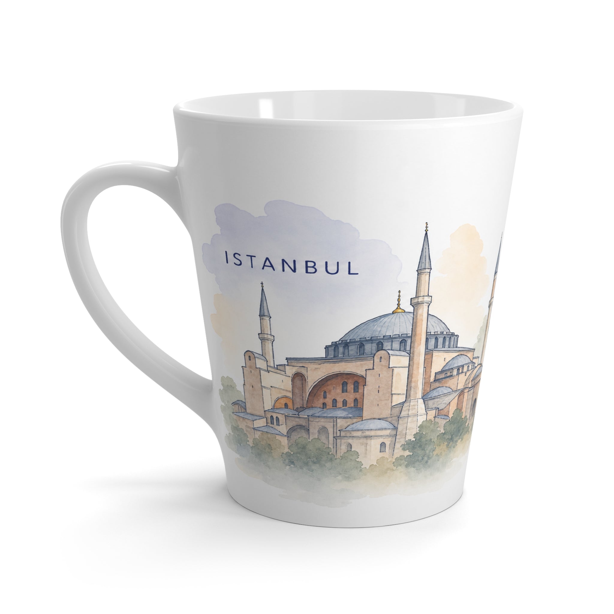 Istanbul Latte Mug | Watercolor City Travel Mug | 12 oz Ceramic Souvenir Gift