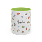 Angkor Christmas Mug | Watercolor Travel Souvenir | Holiday Gift | Accent Ceramic Coffee Cup 11oz 15oz
