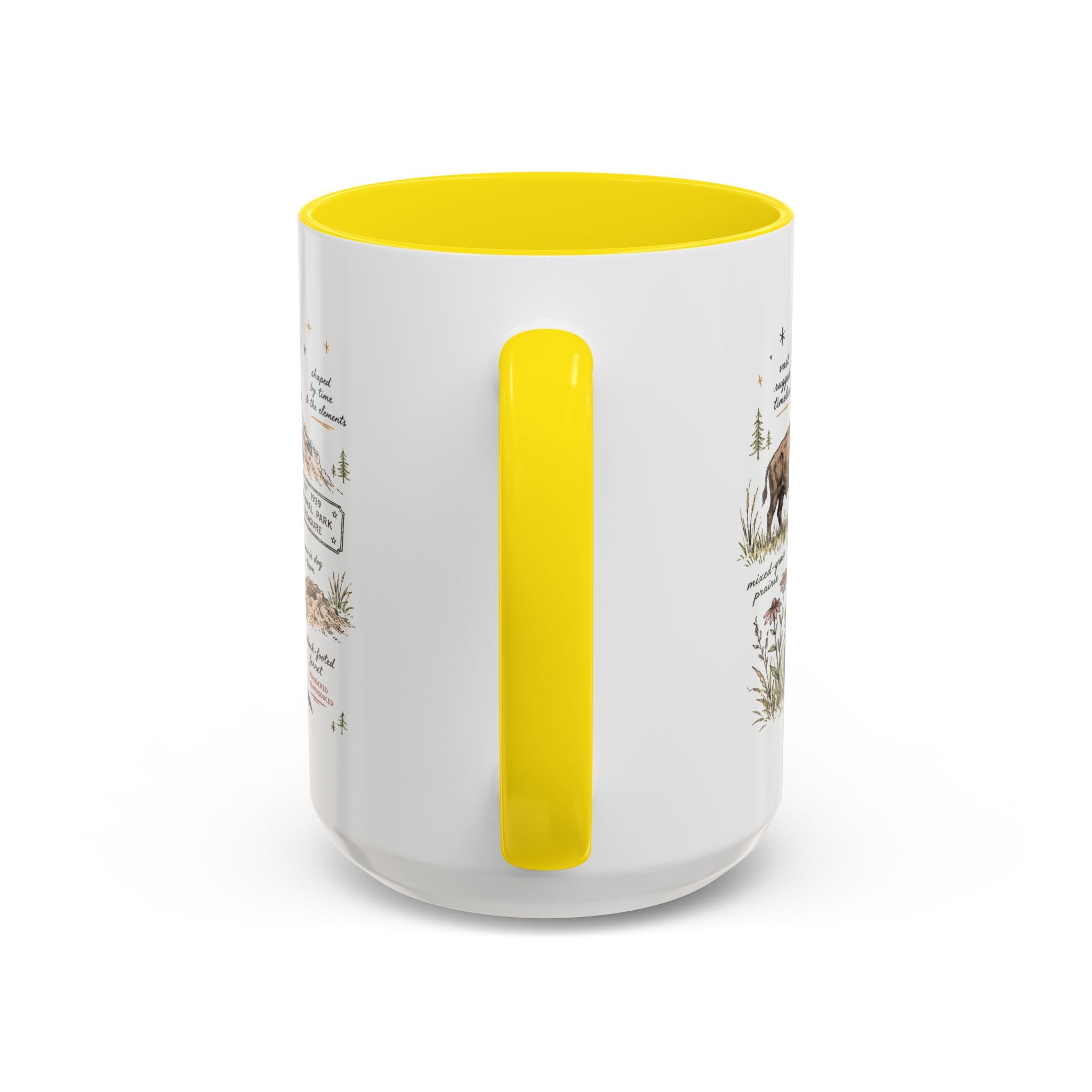 Badlands National Park Coffee Mug | South Dakota Prairie Fossil Hiking Gift | Accent Color Ceramic 11oz 15oz