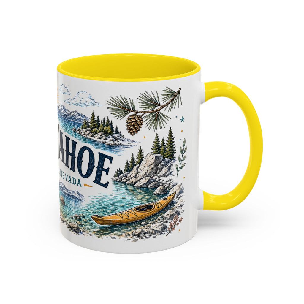 Lake Tahoe Mug, California Nevada Travel Souvenir, Bucket List Gift, Accent Ceramic Coffee Mug 11oz 15oz