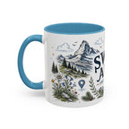 Swiss Alps Coffee Mug | Travel Destination Souvenir Gift | Accent Color Ceramic 11oz 15oz
