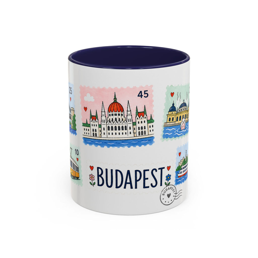 Budapest Coffee Mug | Postage Stamp Collage Mug | Travel Souvenir Accent Cup 11oz 15oz